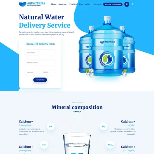 Giao diện Website công ty nước tinh khiết đóng chai