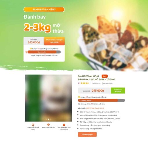 Giao diện Website bánh giảm cân