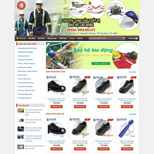 Giao diện Website bán đồ bảo hộ lao động 02