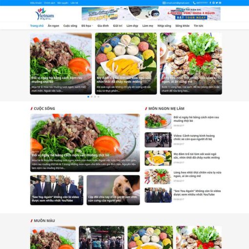 Giao diện Website blog, tin tức du lịch