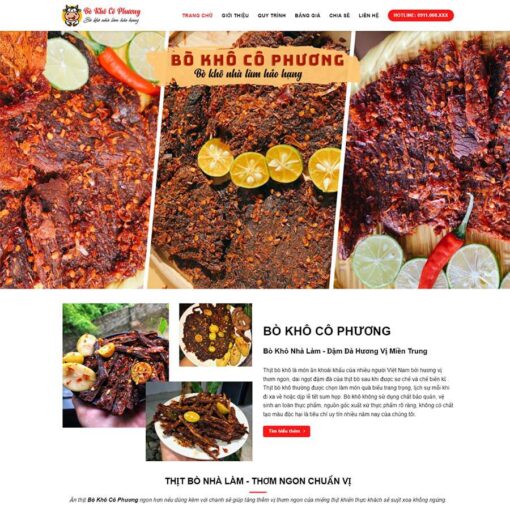 Giao diện Website bán bò khô