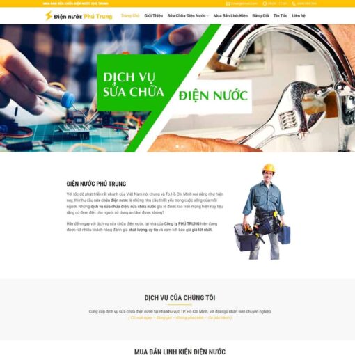 Giao diện Website dịch vụ sửa chữa điện nước