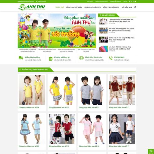 Giao diện Website dịch vụ đồng phục