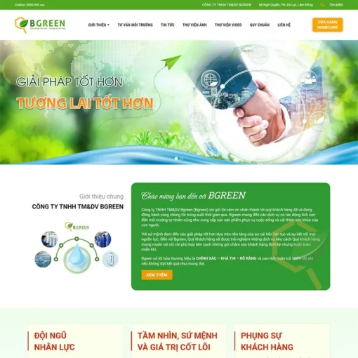 Giao diện Website giới thiệu công ty giải pháp môi trường