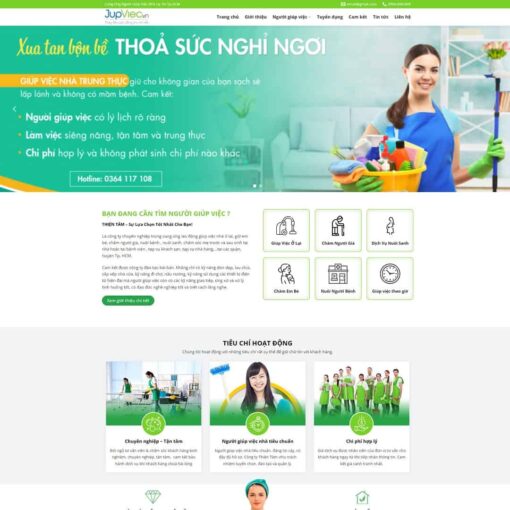 Giao diện Website dịch vụ giúp việc nhà
