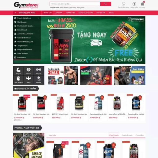 Giao diện Website bán thực phẩm phòng gym