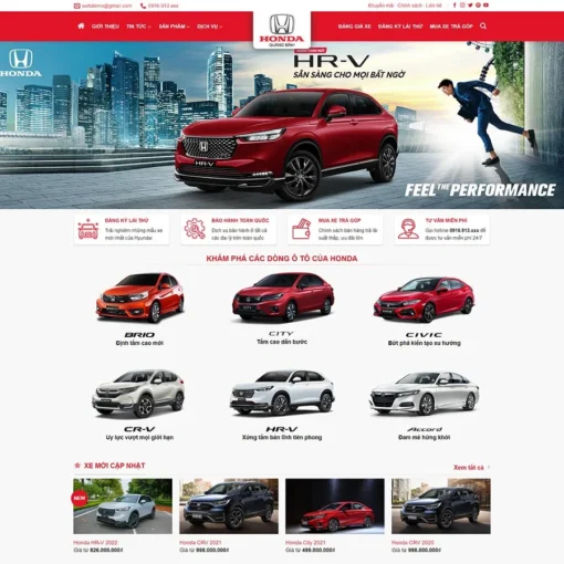 Giao diện Website bán ô tô Honda 02