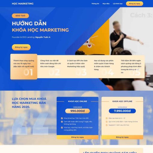 Giao diện Website khóa học Marketing Online