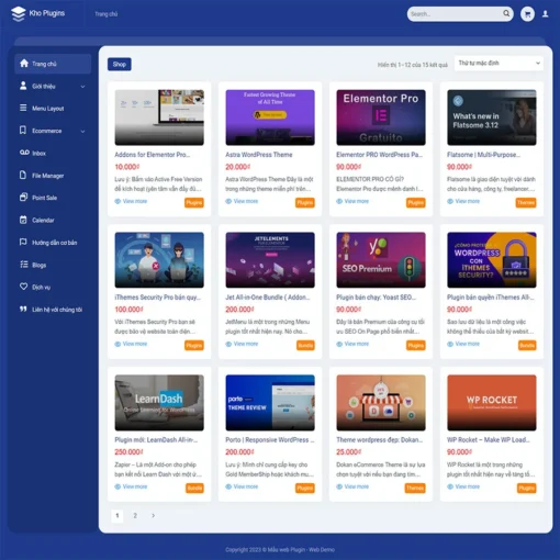 Giao diện Website bán plugin, theme