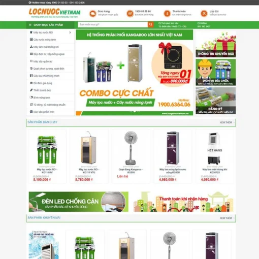 Giao diện Website bán máy lọc nước