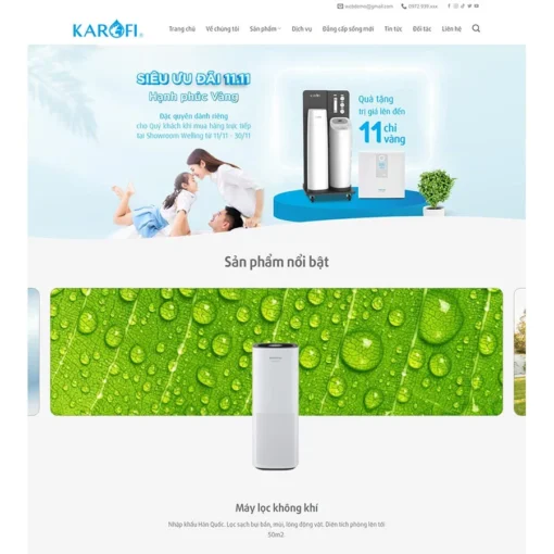Giao diện Website bán máy lọc nước 03