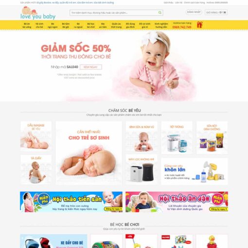 Giao diện Website bán sản phẩm mẹ và bé
