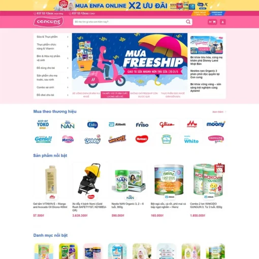 Giao diện Website bán sản phẩm mẹ và bé 02