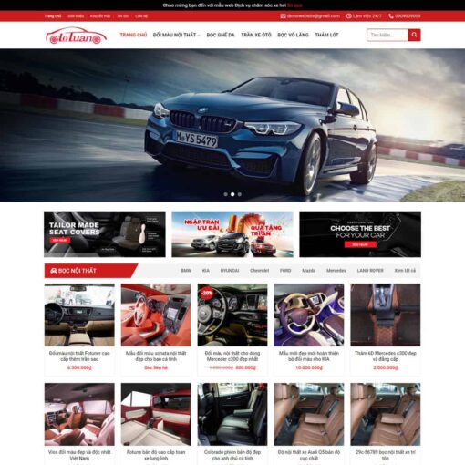 Giao diện Website bán nội thất ô tô