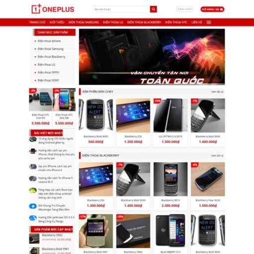 Giao diện Website cửa hàng bán điện thoại