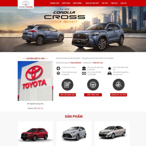 Giao diện Website bán ô tô Toyota