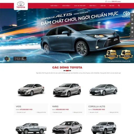 Giao diện Website bán xe toyota 03