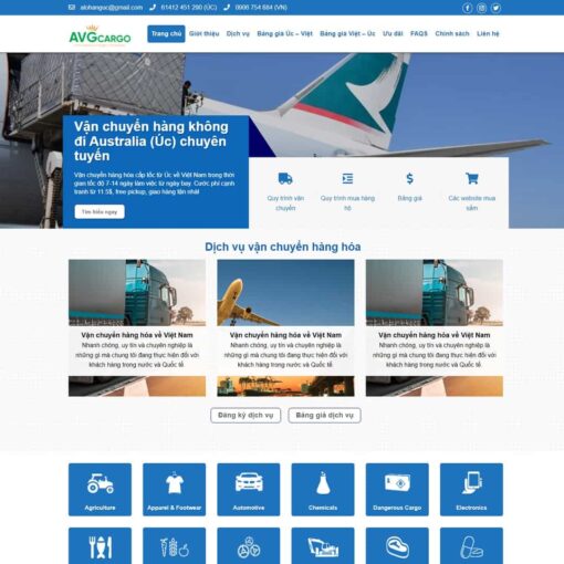 Giao diện Website dịch vụ vận chuyển quốc tế logistic