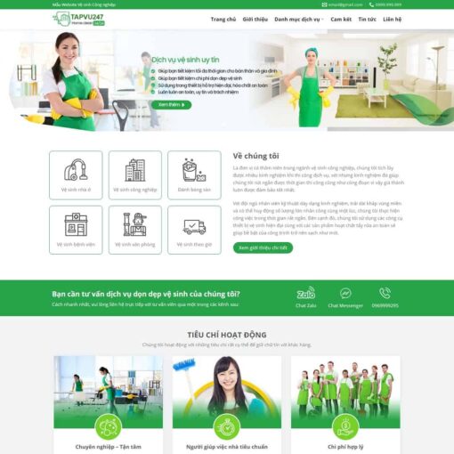 Giao diện Website dịch vụ vệ sinh, dọn dẹp nhà cửa