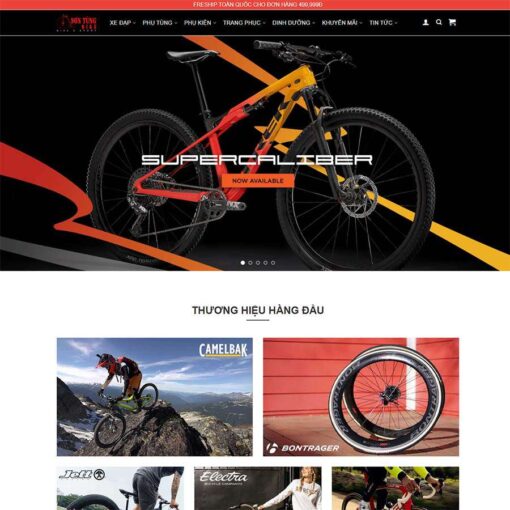 Giao diện Website bán phụ kiện xe đạp