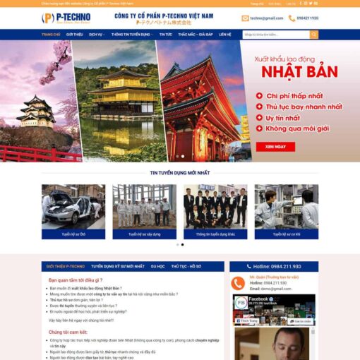 Giao diện Website công ty xuất khẩu lao động 02